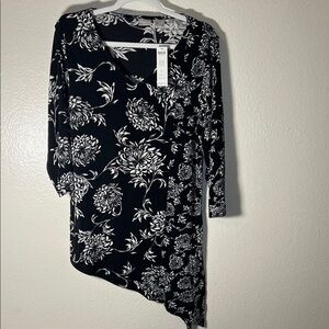 Floral Black and White Asymmetrical Dress size 8/10